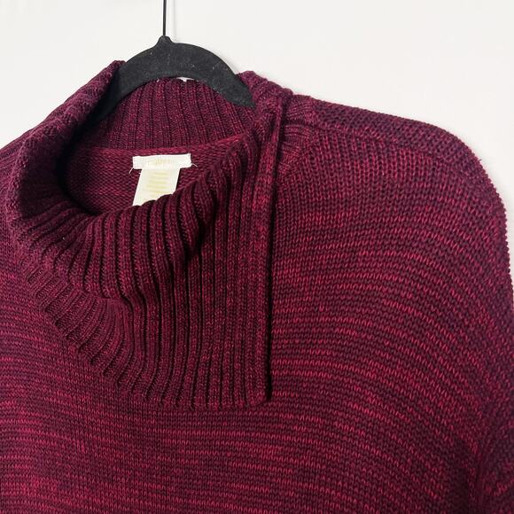 Matty M Small S Red Pink Marled Envelope Pullover Split Turtleneck Tunic Sweater - Picture 5 of 11